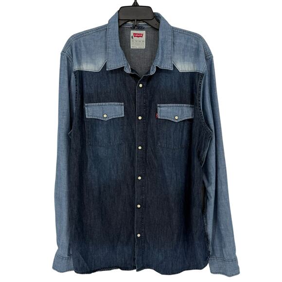 Levi’s Chambray Two-Tone Denim Shirt Men’s XXL Western Casual - Picture 1 of 8